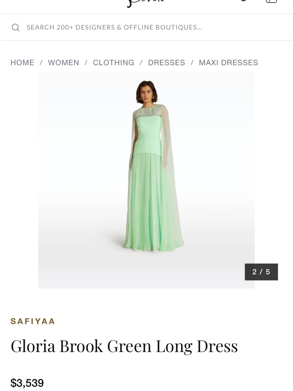 Safiyaa Gloria Brook Green Long Dress